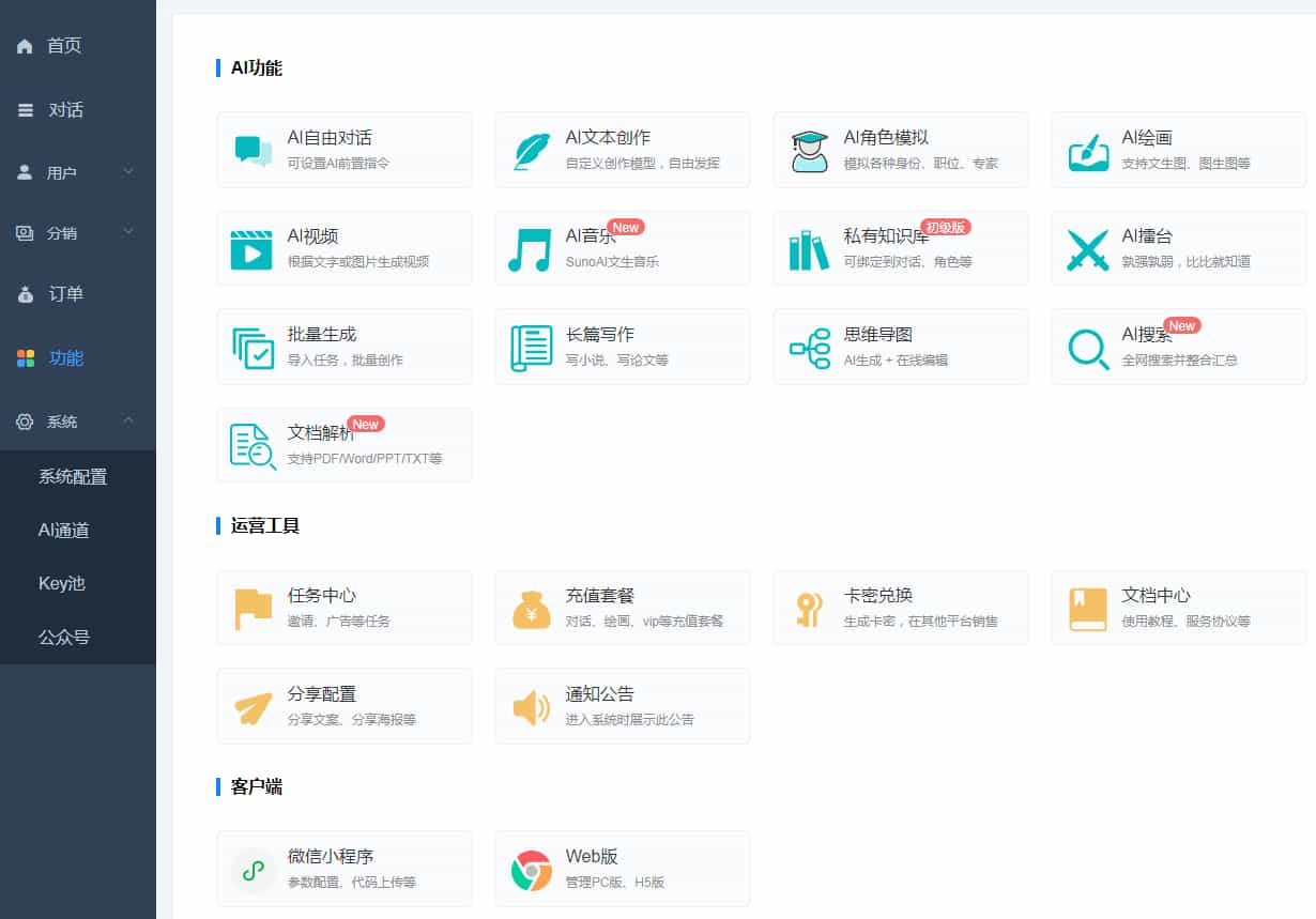 ChatGPT付费创作系统V3.1.0独立版 WEB+H5+小程序端 (新增支持非微信环境的H5支付)
